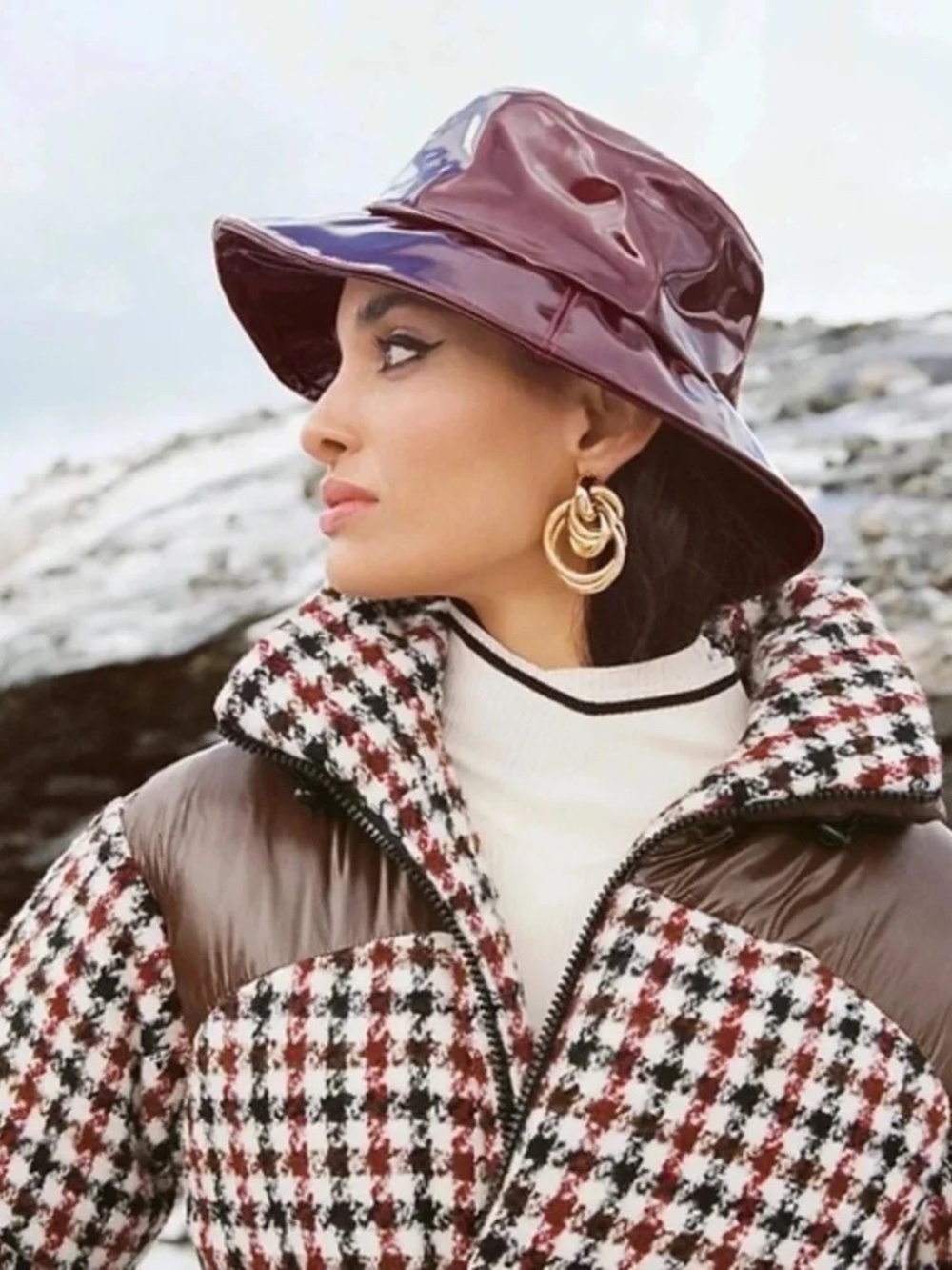 NWT Anthropologie ASN Clueless Bucket Hat Dark Red